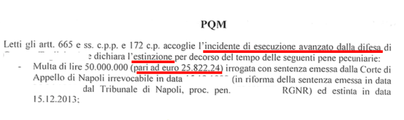 Dichiarazione d'estinzione