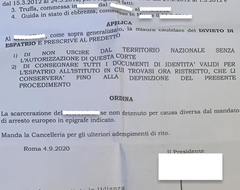 Scarcerazione Mandato di Arresto Romania