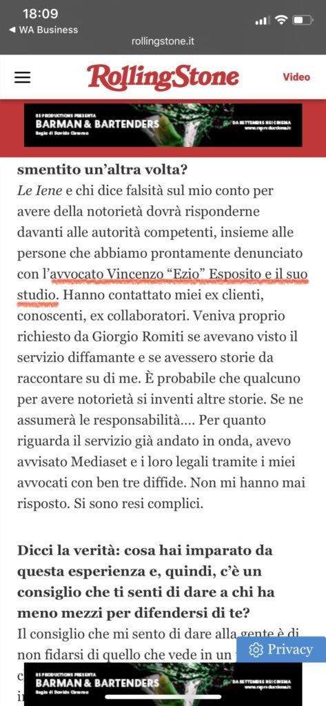 Tolling Stones: Mirko Scarcella: «Le Iene hanno mentito, volevano solo la gogna mediatica»