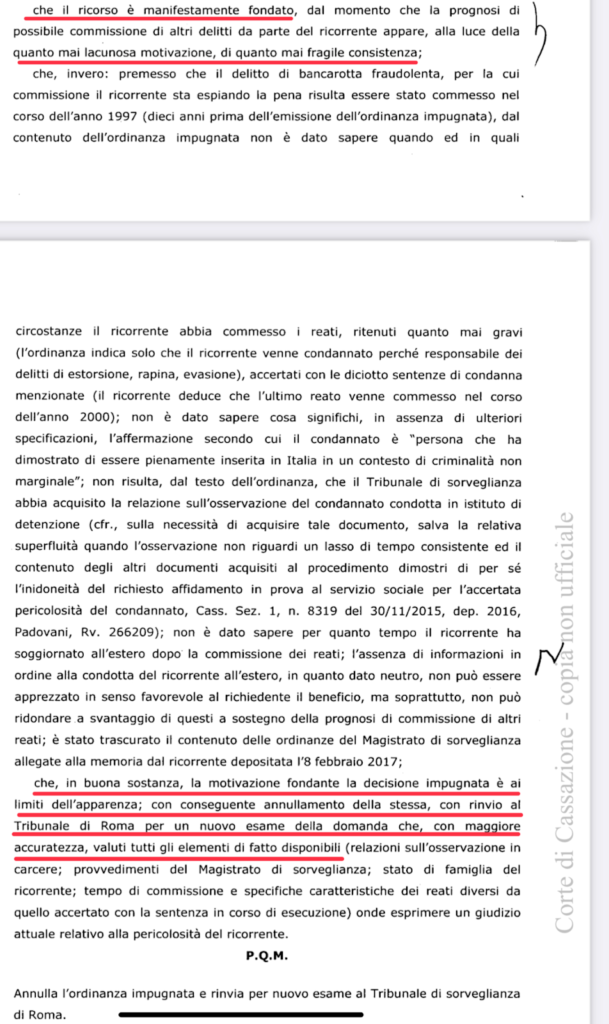 ricorso affidamento corte di cassazione