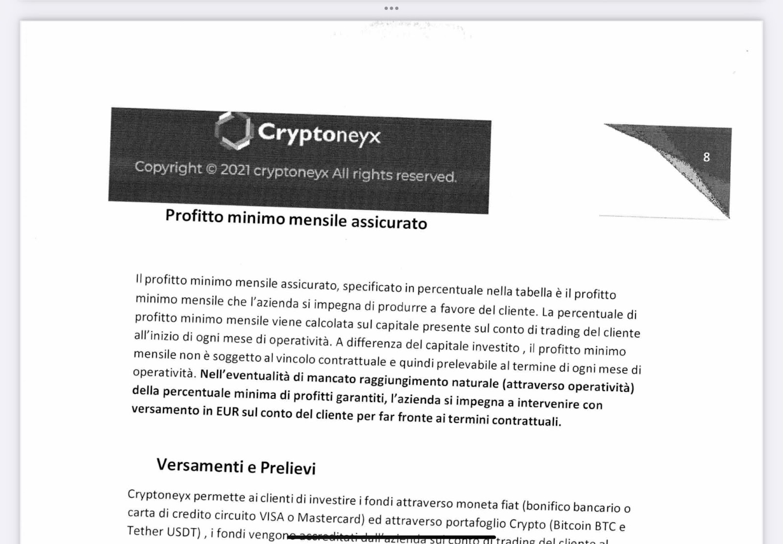 Cryptoneyx Profitto Minimo 
