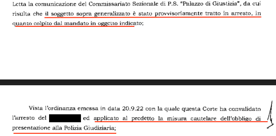 mandato di arresto
