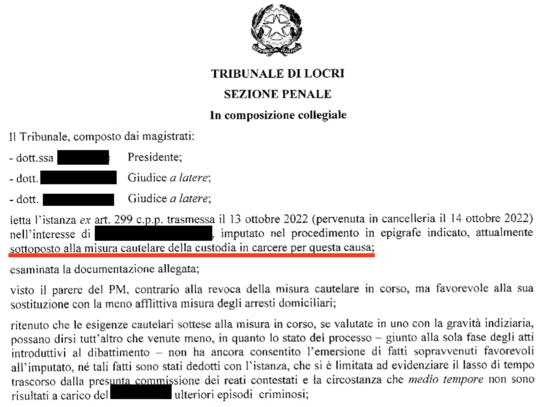 misura cautelare custodia Spagna 