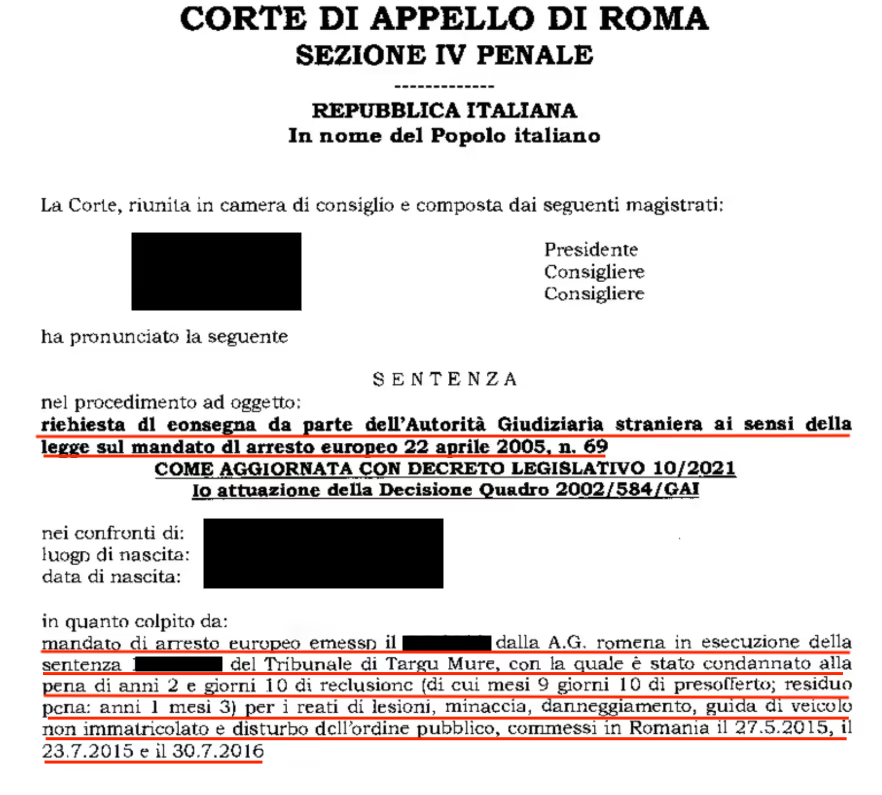 Roma Mandato Cattura Romania 