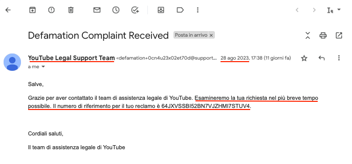 diffamazione Youtube segnalazione