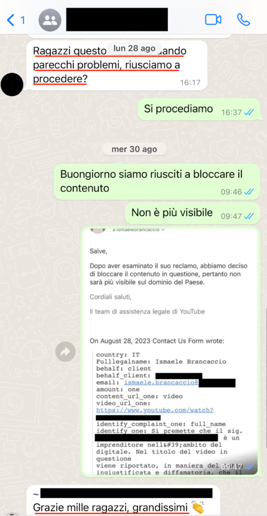 feedback avvocato diffamazione youtube