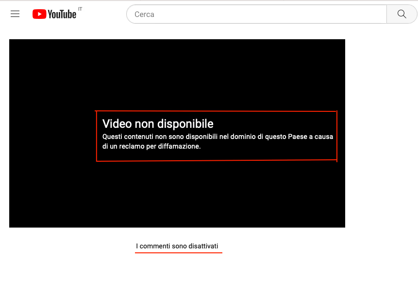 video non disponibile segnalazione 