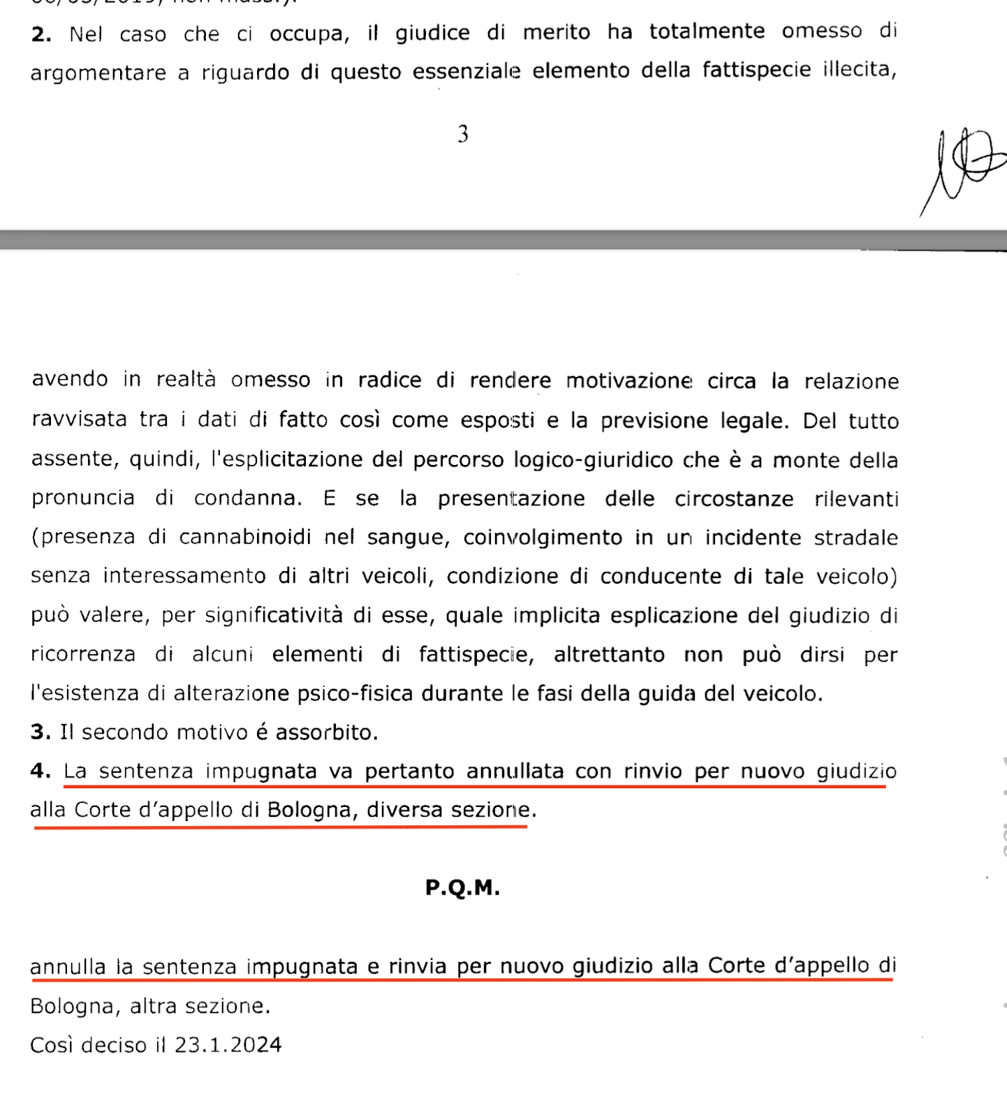 guida sotto stupefacenti sentenza